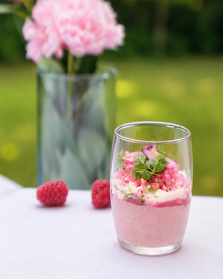 Verrine rose et pivoines